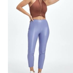 faux leather leggings purple pants